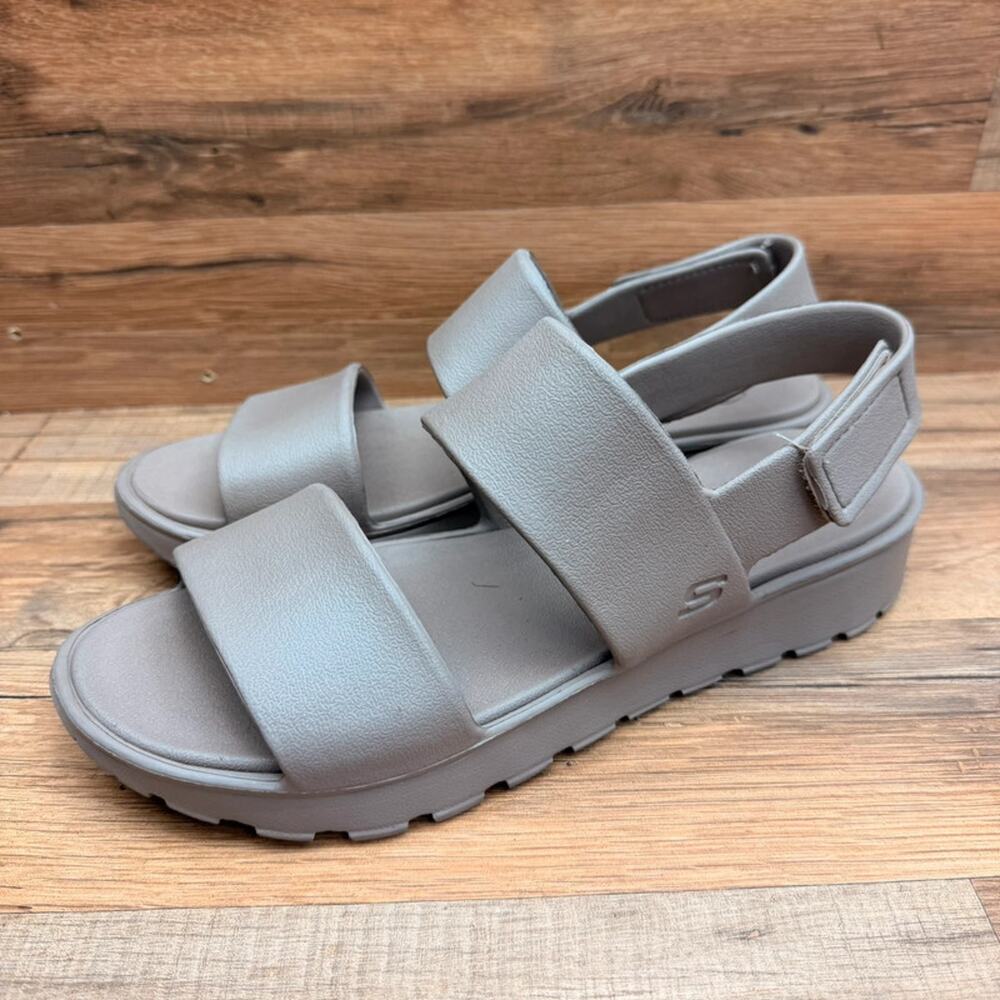 Skechers Womens Size 10 Taupe Gray Platform Sandals Footbed Cali Comfort Foam